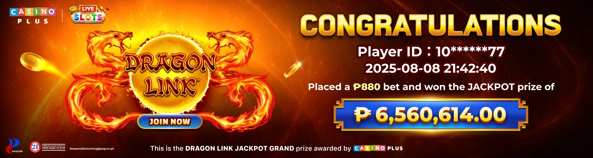 Dragon link jackpot win